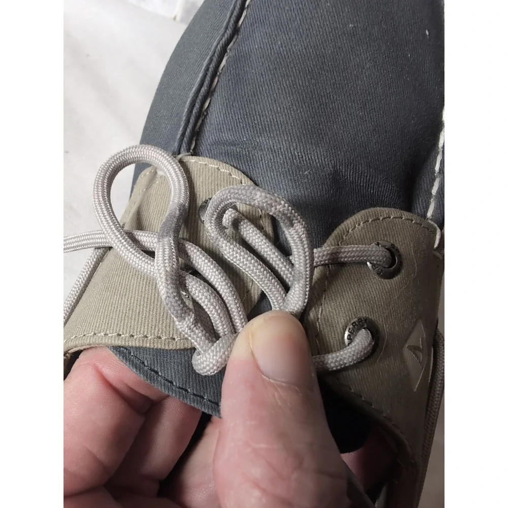 Sperry Memory Foam STS18644 Mens Size 11.5M Gray/Khaki Canvas 2 Eye Boat Shoes